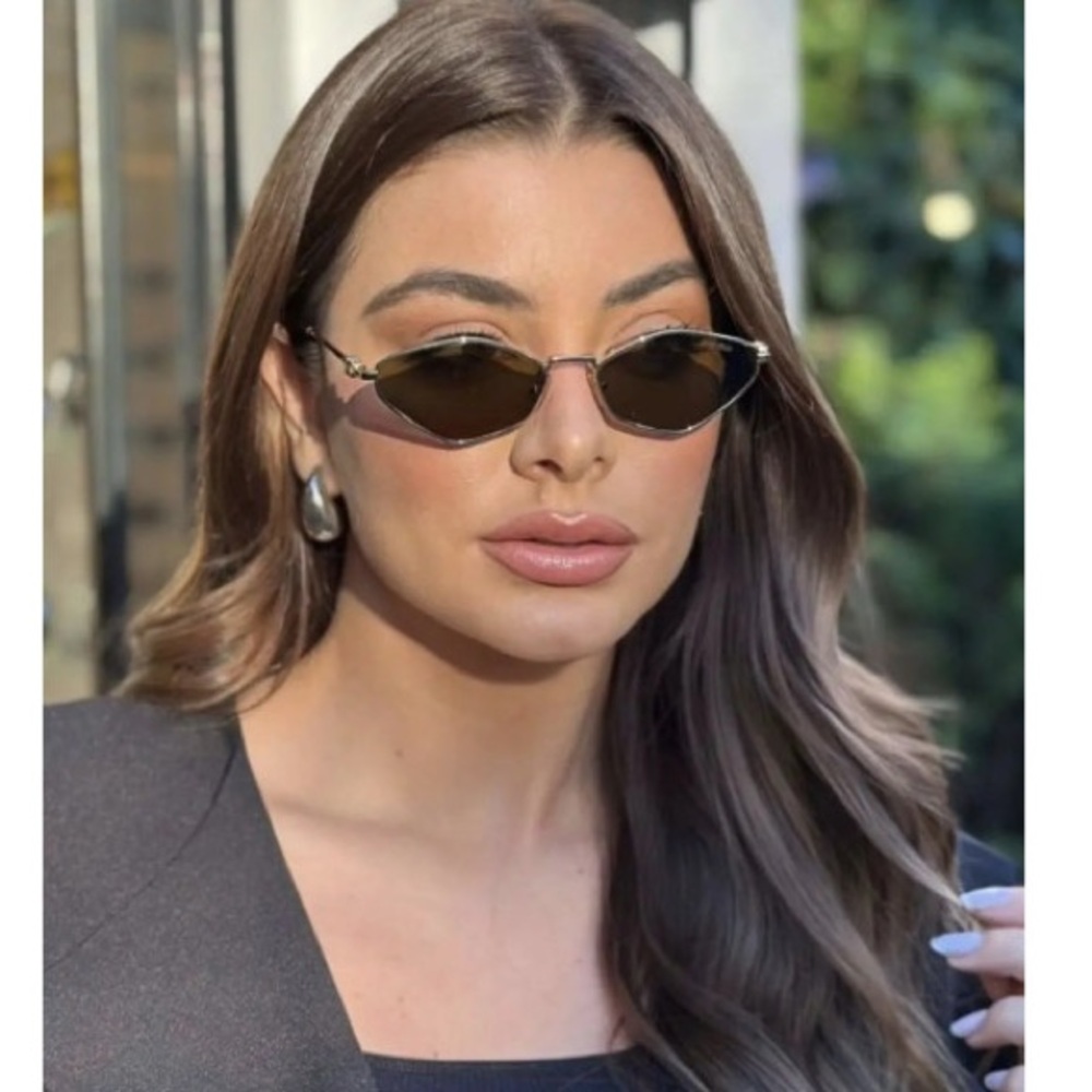 MIU MIU MU 56ZS 5AK09Z Gold Dark Brown Lens Women Sunglasses AUTHENTIC